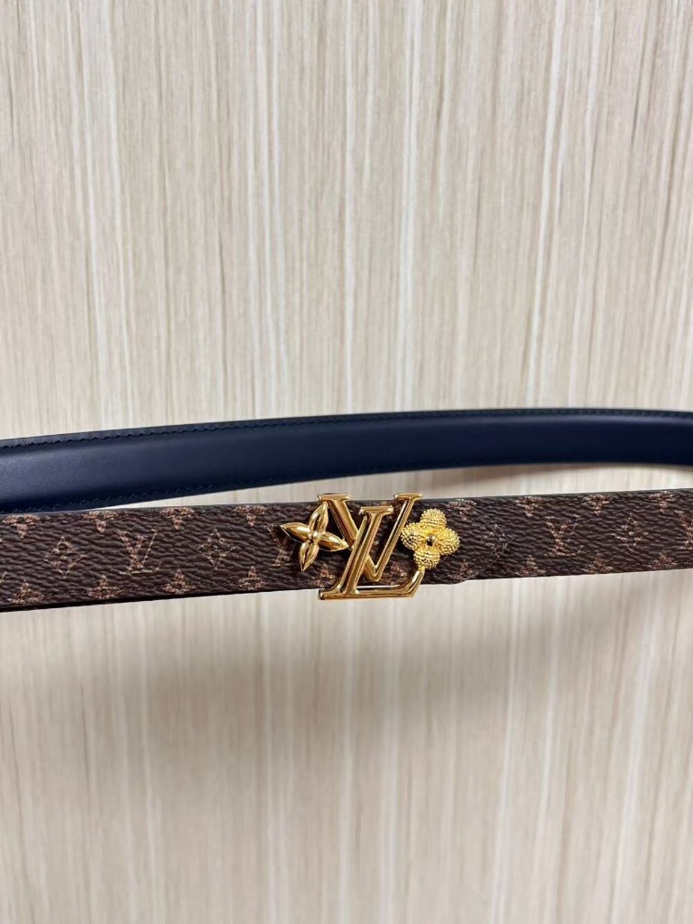 Louis Vuitton LV Iconic Flowergram Reversible Belt Monogram & Navy Leather